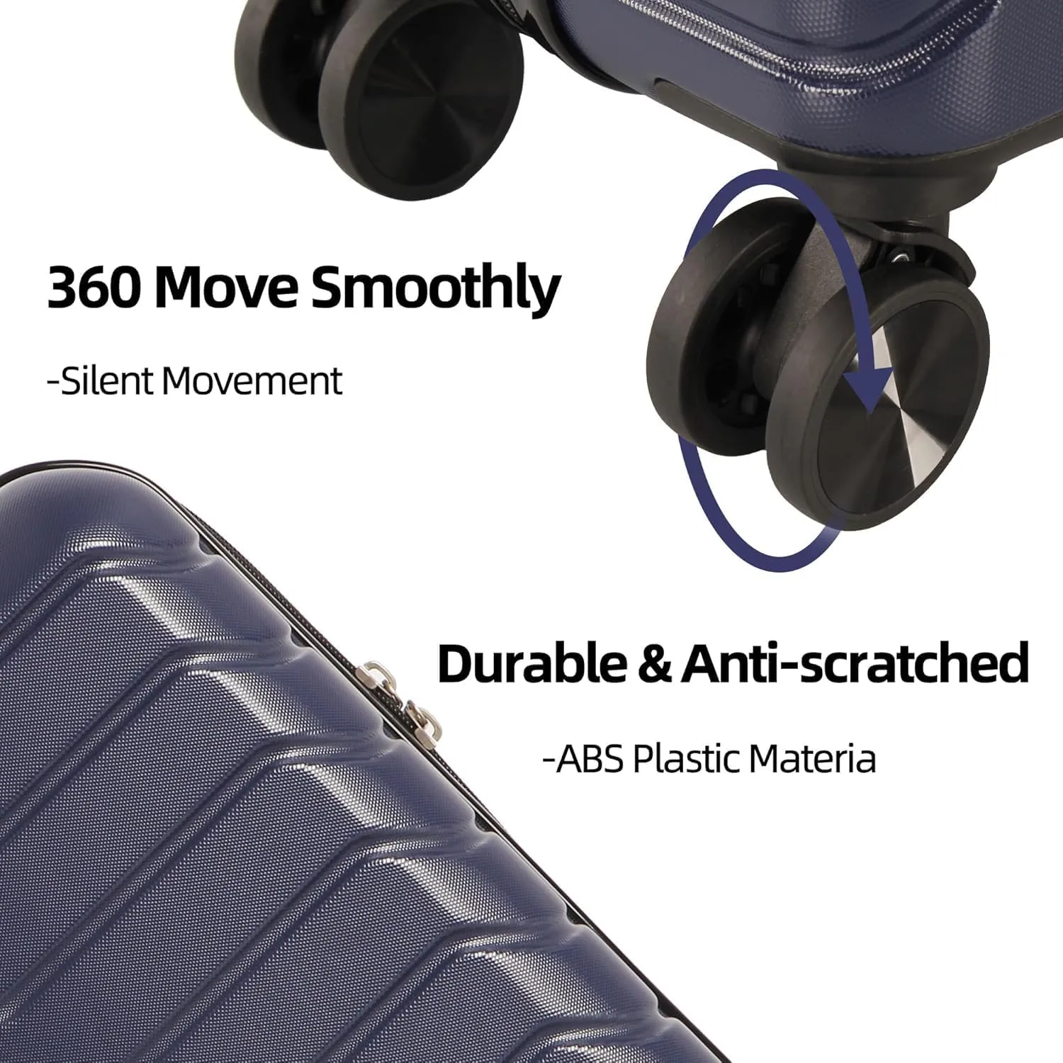 1 Piece Carry on Luggage ABS PC Hardshell TSA Lock Aluminum Trolley Spinner Wheels (Blue, 1 Piece)