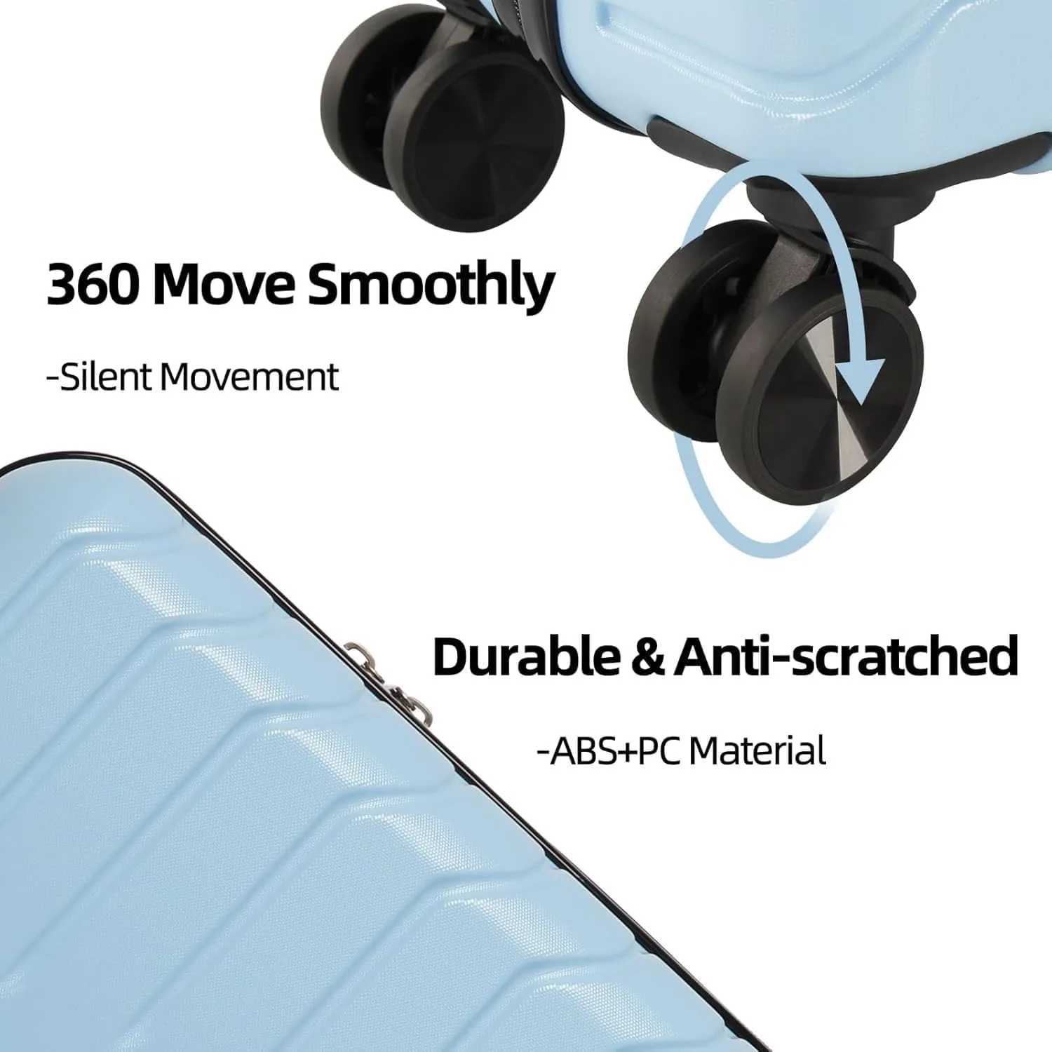 1 Piece Carry on Luggage ABS PC Hardshell TSA Lock Aluminum Trolley Spinner Wheels (Sky Blue, 1 Piece)