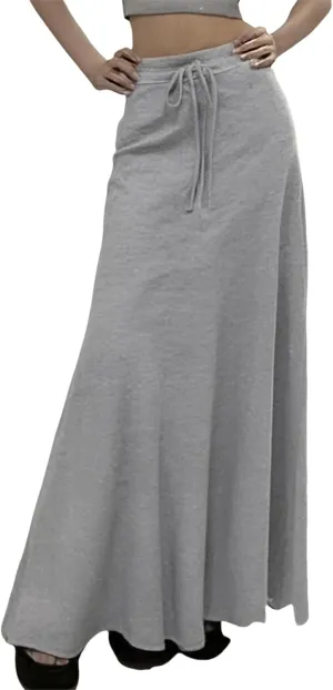 2025 Womens Elastic Waist Maxi Skirt Solid Color Drawstring Pleated Casual Trendy Lightweight Loose Fit Skirts