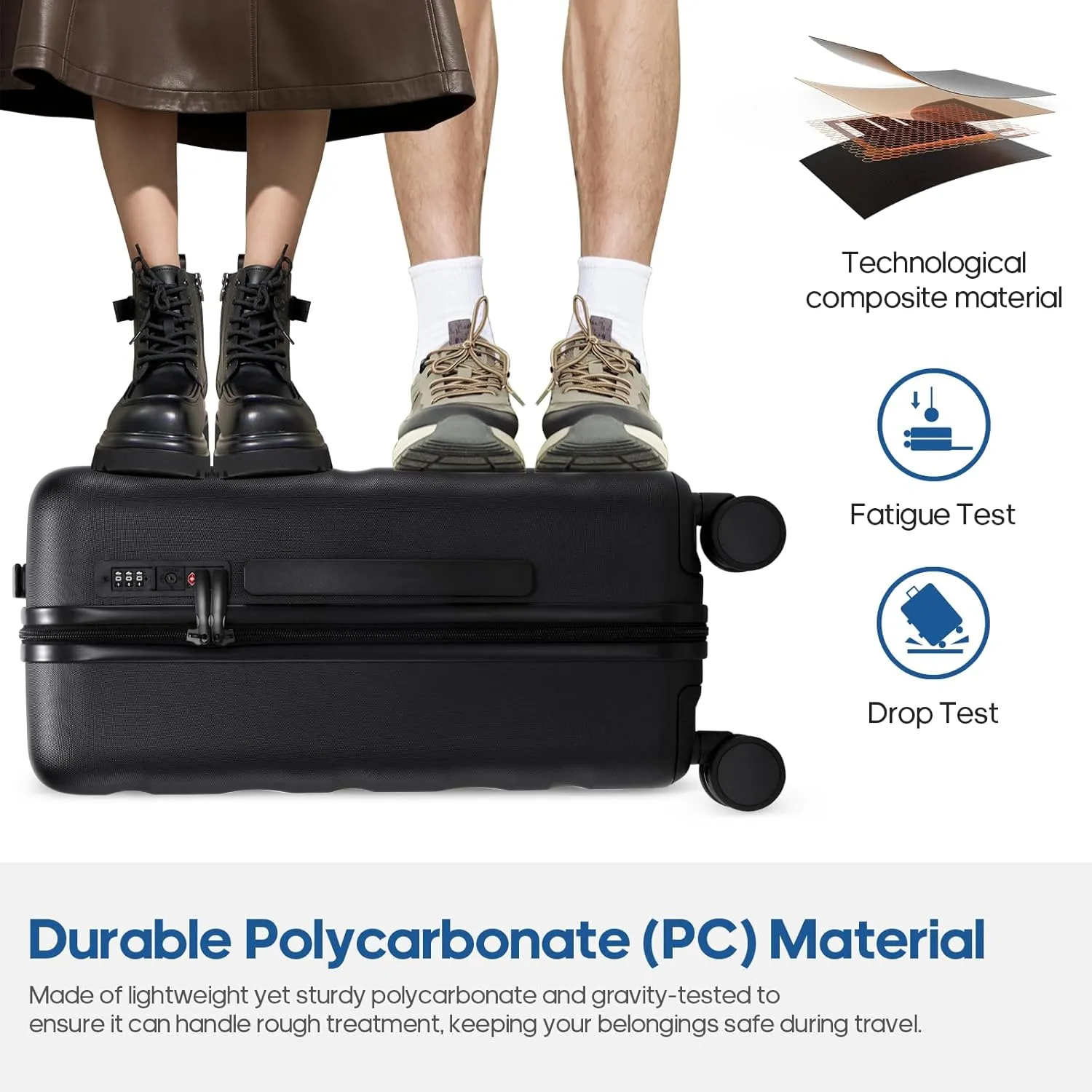 20Inch Carry-On Luggage, Lightweight PC HardShell Suitcase with 360 Spinner Wheels, TSA-Approved, Durable Airline Approved Rolling Luggage with Telescoping Handle, Ideal for 3-4 Day Travel