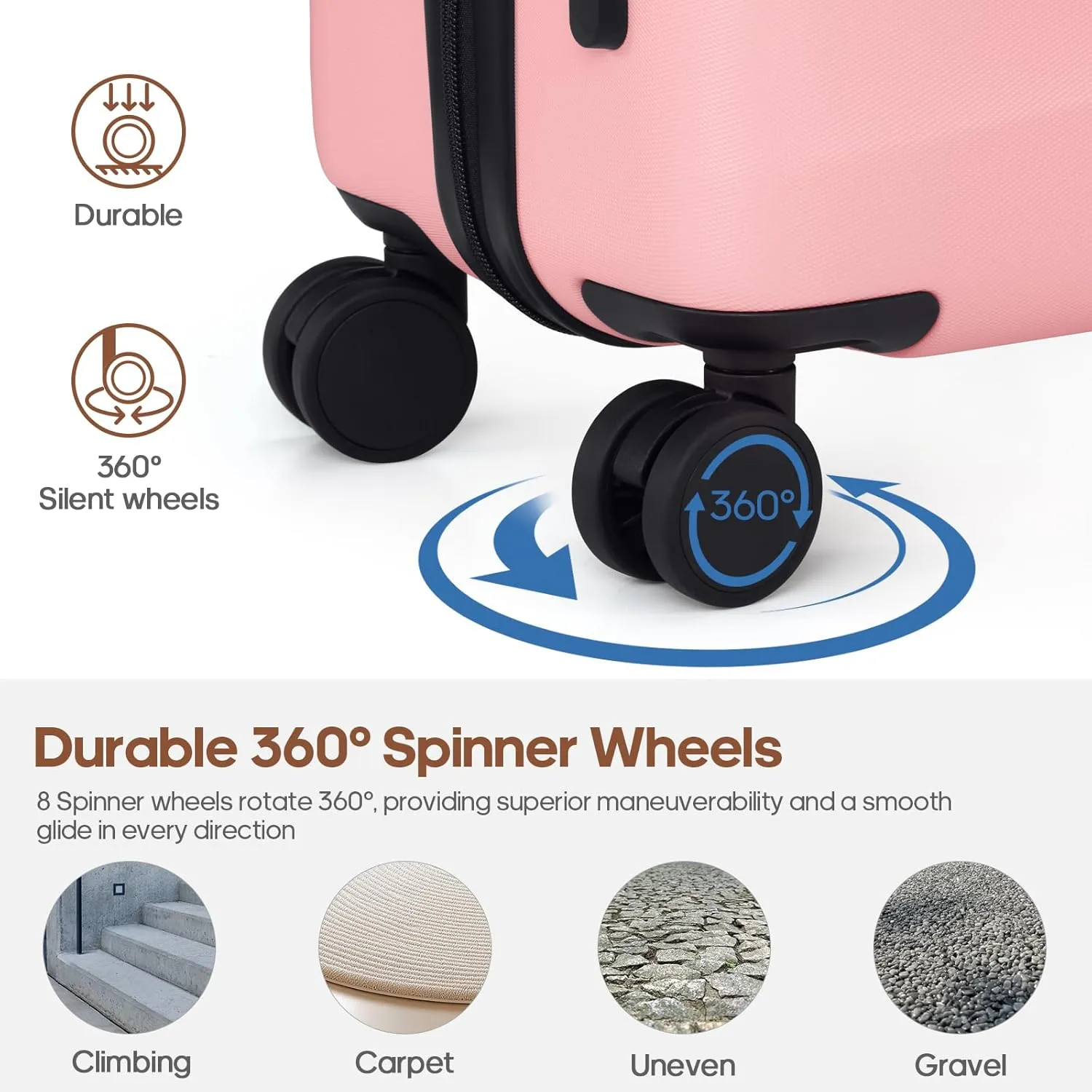 20Inch Carry-On Luggage, Lightweight PC HardShell Suitcase with 360 Spinner Wheels, TSA-Approved, Durable Airline Approved Rolling Luggage with Telescoping Handle, Ideal for 3-4 Day Travel