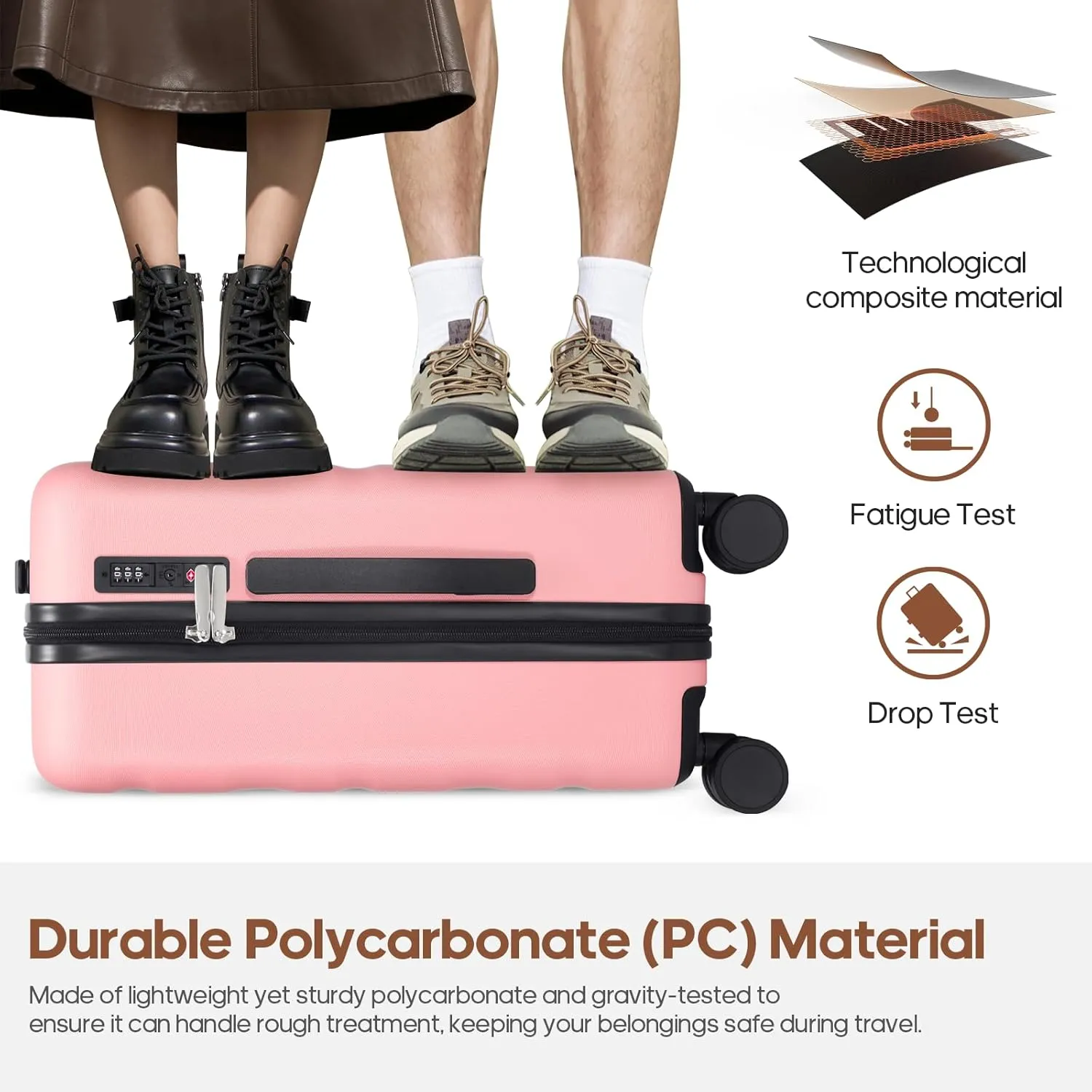 20Inch Carry-On Luggage, Lightweight PC HardShell Suitcase with 360 Spinner Wheels, TSA-Approved, Durable Airline Approved Rolling Luggage with Telescoping Handle, Ideal for 3-4 Day Travel