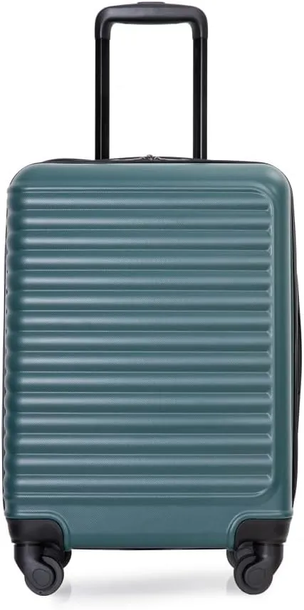 20" Carry On Luggage - Lightweight Hardshell Suitcase with 360 Spinner Wheels - Airline Approved Cabin Bag (Green   ABS)