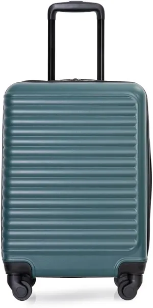 20" Carry On Luggage - Lightweight Hardshell Suitcase with 360 Spinner Wheels - Airline Approved Cabin Bag (Green   ABS)