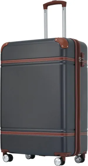 20" Vintage Carry On Luggage Luggage,ABS Lightweight Expandable Suitcase with TSA Lock And Silent Spinner Wheels,Hard Shell Luggage Set for Men Women