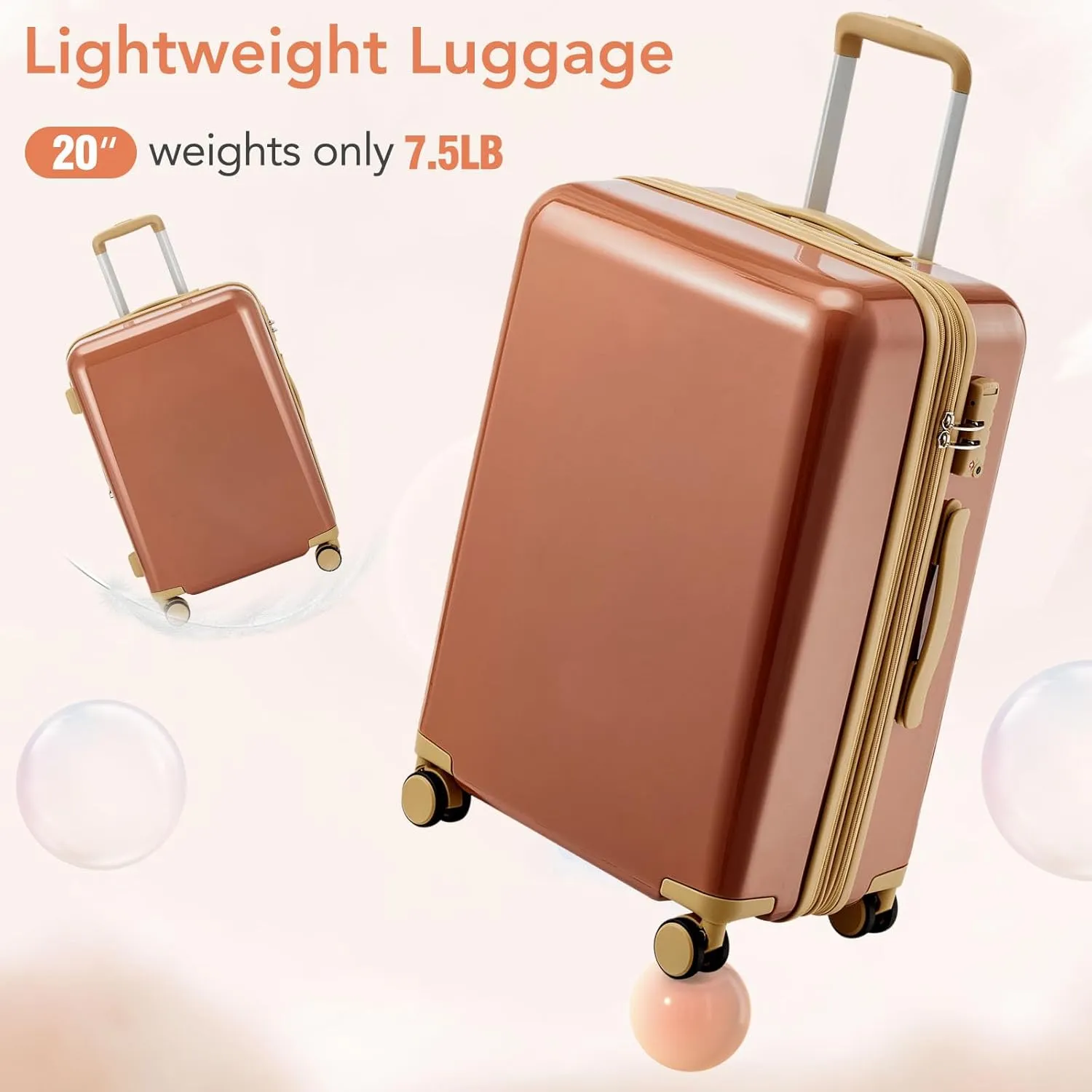 3 Piece Expandable Hard Shell Luggage Set With Spinner Wheels & TSA Lock, Lightweight for Business Trip
