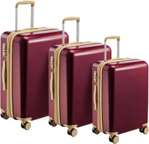 3 Piece Expandable Hard Shell Luggage Set With Spinner Wheels & TSA Lock, Lightweight for Business Trip