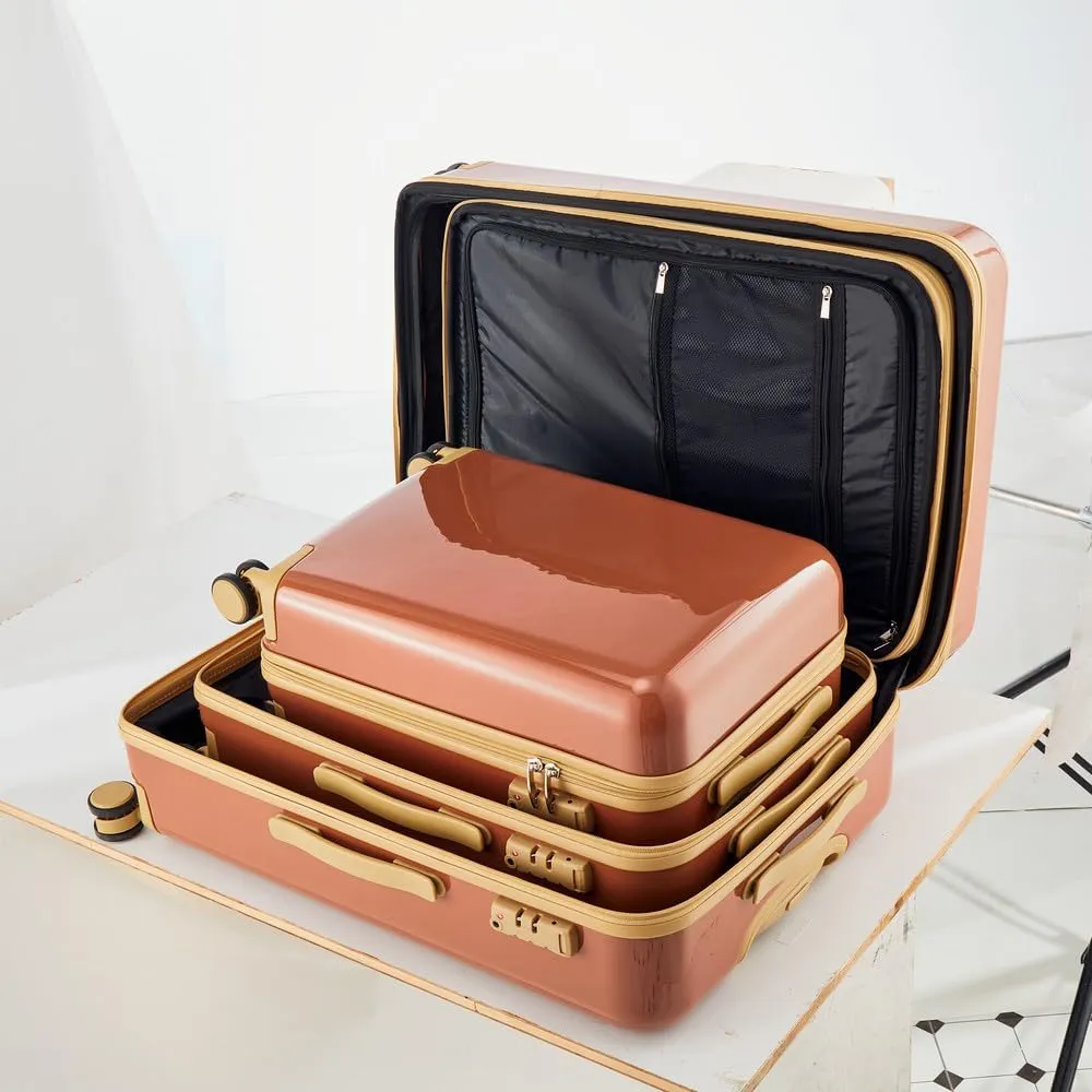 3 Piece Expandable Hard Shell Luggage Set With Spinner Wheels & TSA Lock, Lightweight for Business Trip