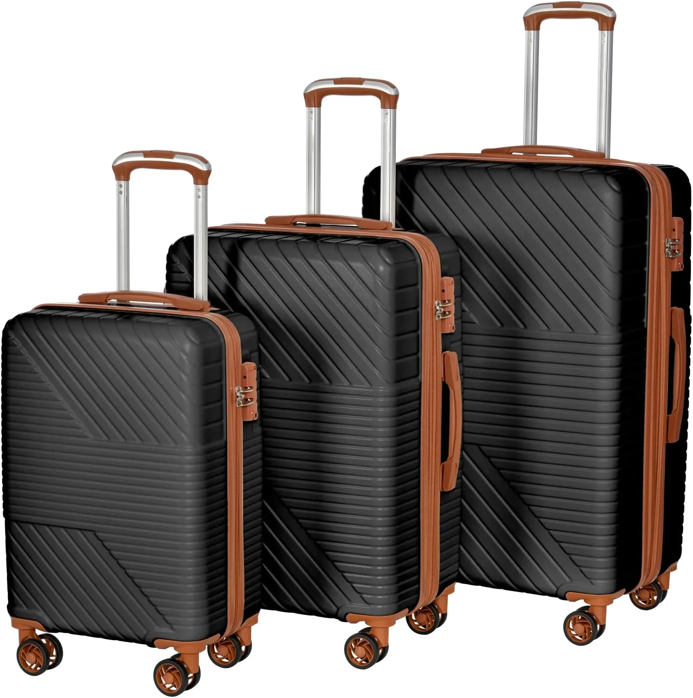 3 Piece Expandable Hard Shell Luggage Set With Spinner Wheels & TSA Lock, Lightweight for Business Trip