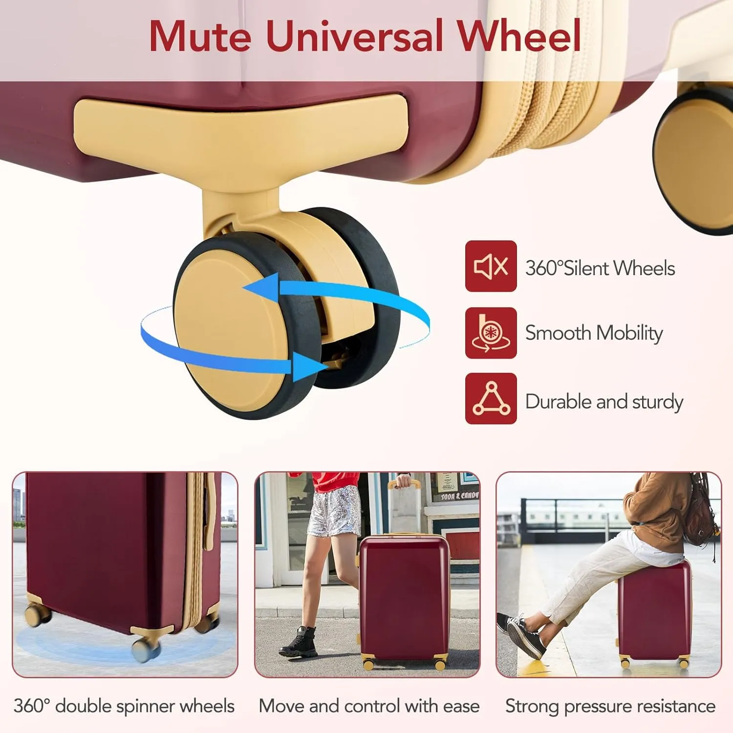 3 Piece Expandable Hard Shell Luggage Set With Spinner Wheels & TSA Lock, Lightweight for Business Trip