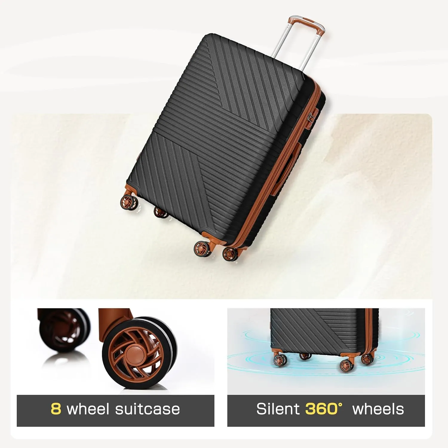 3 Piece Expandable Hard Shell Luggage Set With Spinner Wheels & TSA Lock, Lightweight for Business Trip