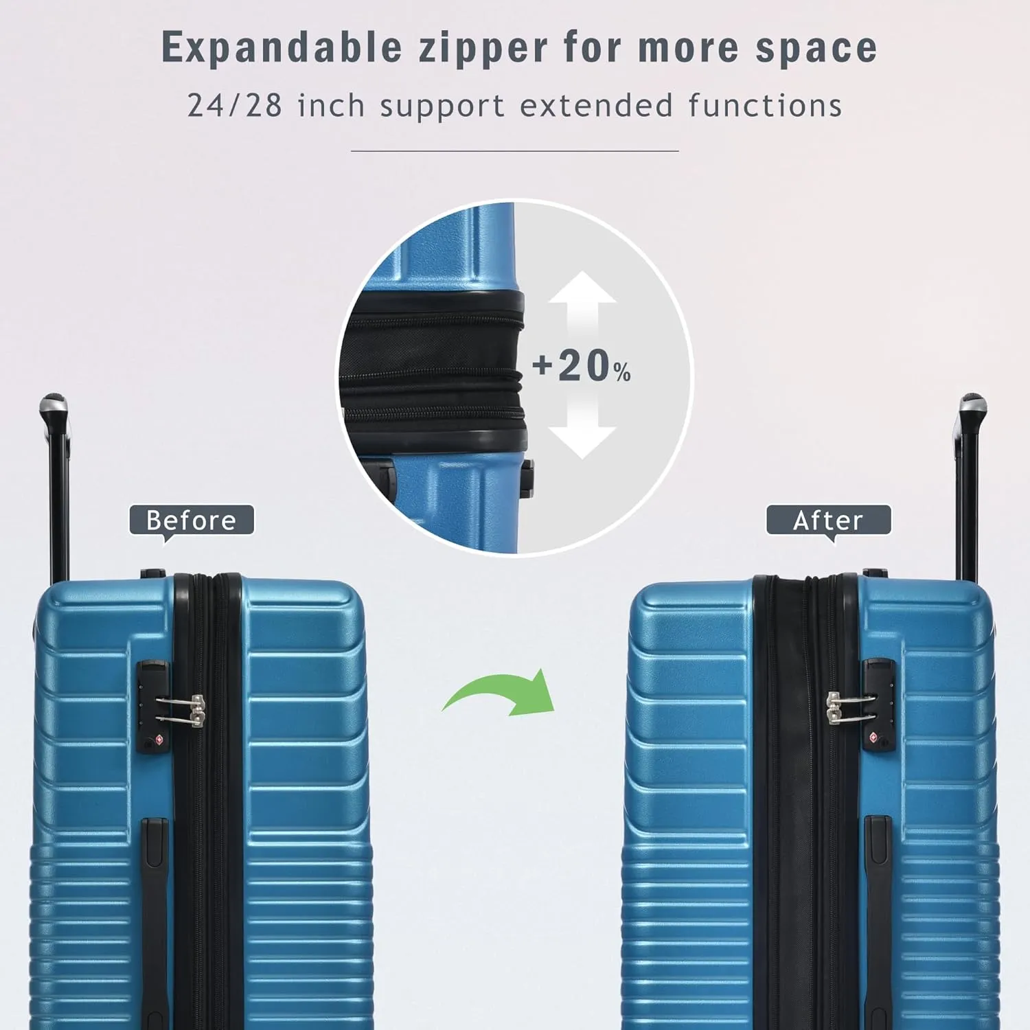 3 Piece Expandable Hard Shell Luggage Set With Spinner Wheels & TSA Lock, Lightweight for Business Trip