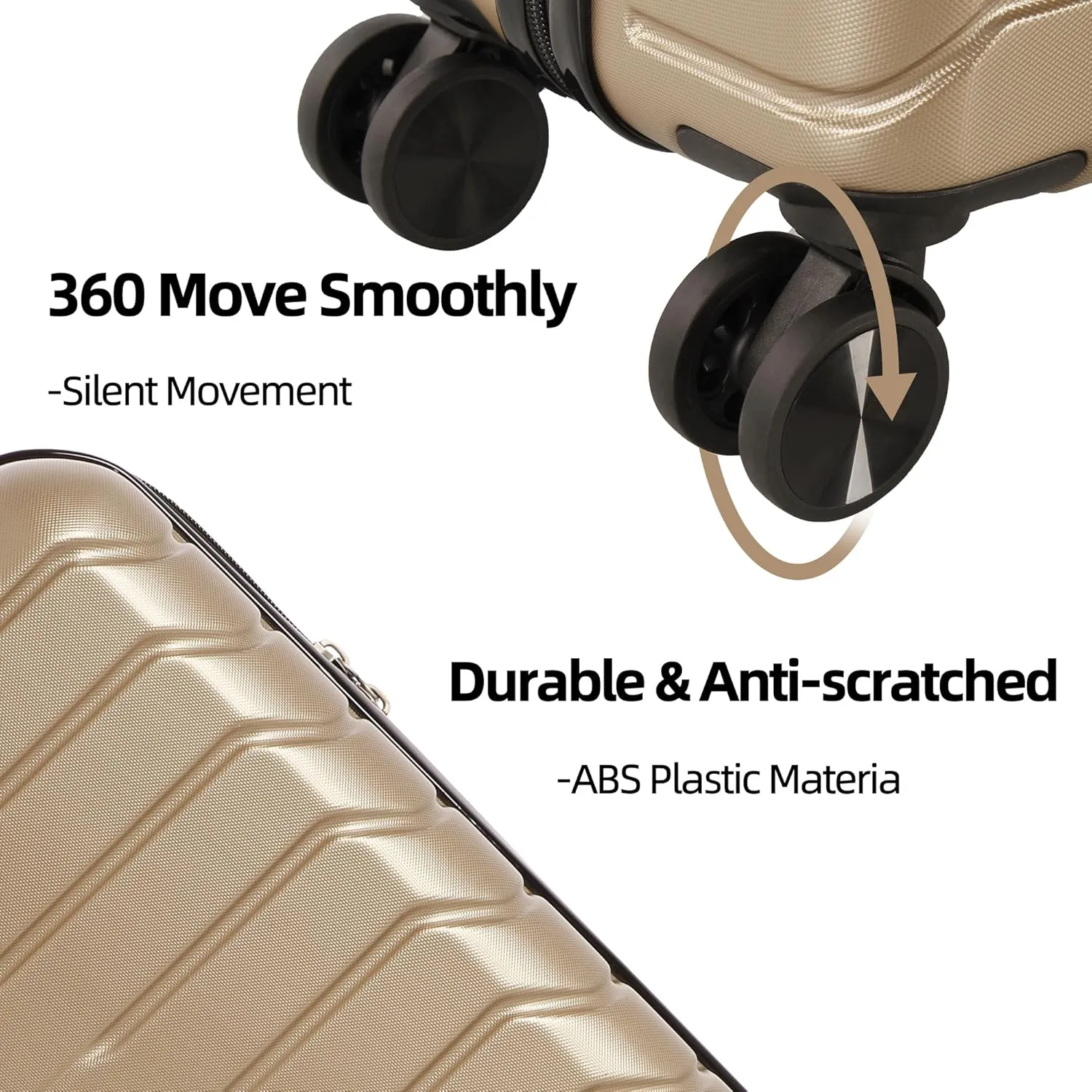 4 Piece Luggage Set ABS PC Expandable Hardshell TSA Lock Aluminum Trolley Spinner Wheels (Champagne, 7 Piece Set)