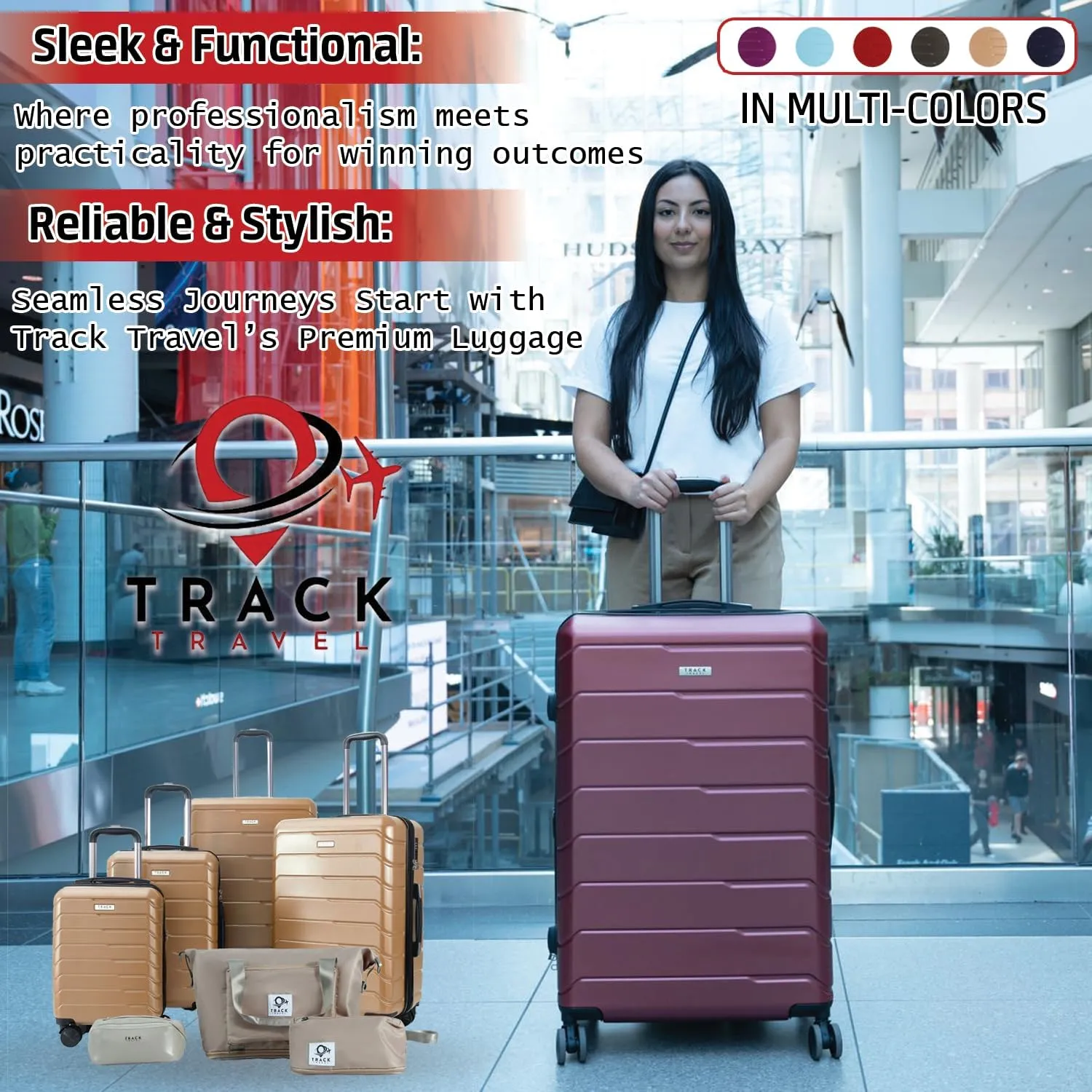 4 Piece Luggage Set ABS PC Expandable Hardshell TSA Lock Aluminum Trolley Spinner Wheels (Champagne, 7 Piece Set)