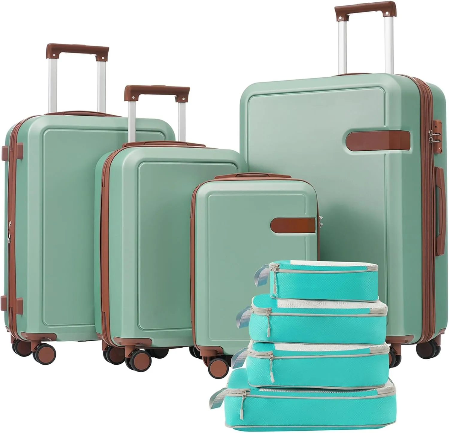 4 Piece Luggage Set with Compression Packing Cubes, Expandable Spinner Wheels, Lightweight Suitcases with TSA Lock (16IN, 20IN, 24IN, 28IN)