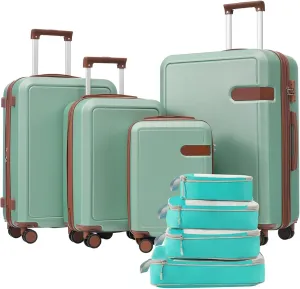 4 Piece Luggage Set with Compression Packing Cubes, Expandable Spinner Wheels, Lightweight Suitcases with TSA Lock (16IN, 20IN, 24IN, 28IN)