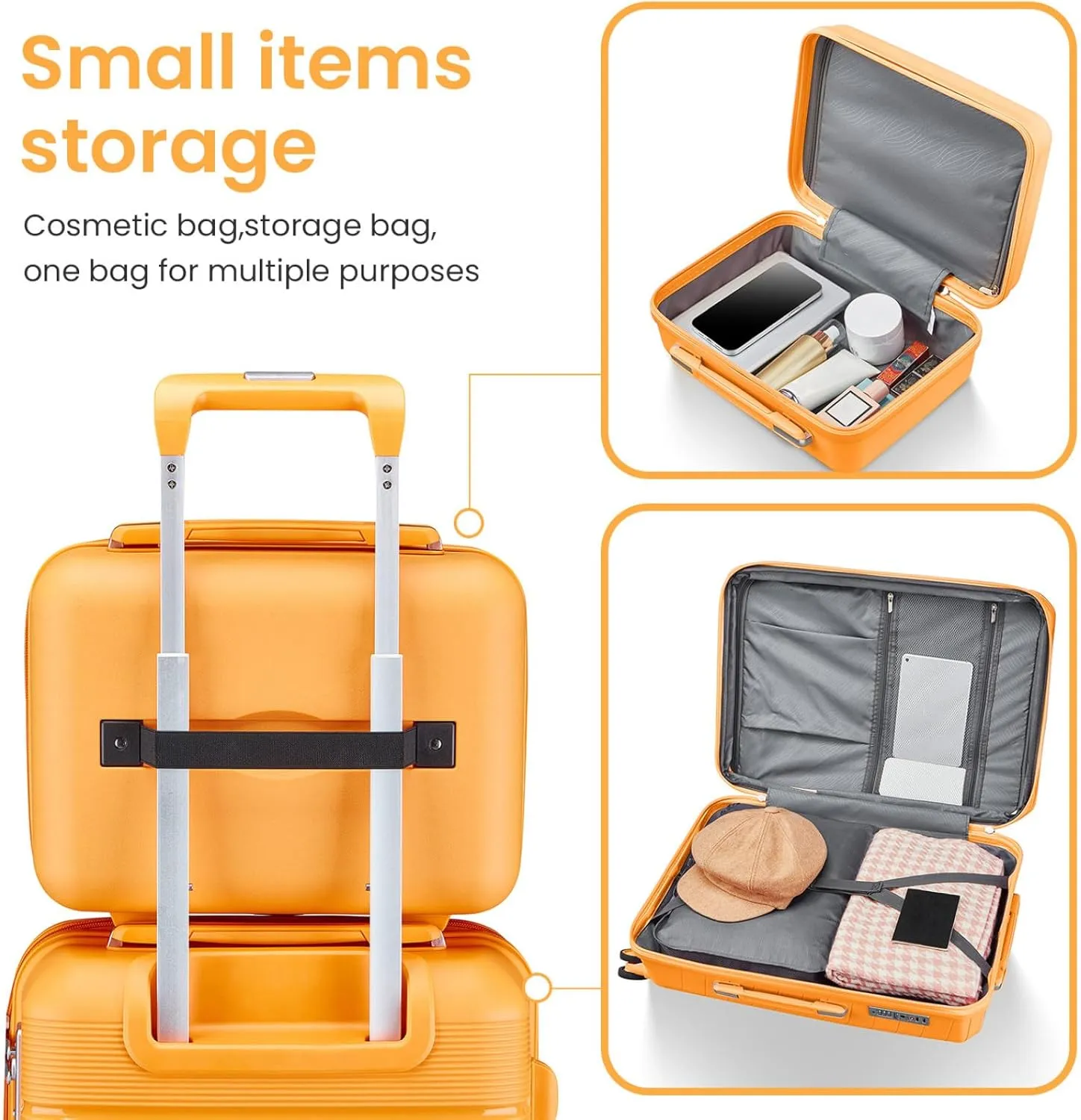 4 Piece Luggage Sets,Hardshell Lightweight Suitcase with Spinner Wheels & TSA Lock,Expandable Carry On Luggage Set,Travel Luggage Set for Women Men Family Orange