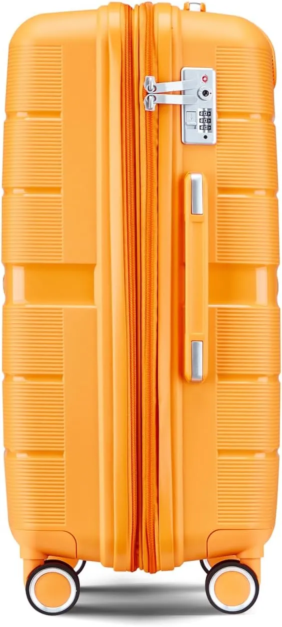 4 Piece Luggage Sets,Hardshell Lightweight Suitcase with Spinner Wheels & TSA Lock,Expandable Carry On Luggage Set,Travel Luggage Set for Women Men Family Orange