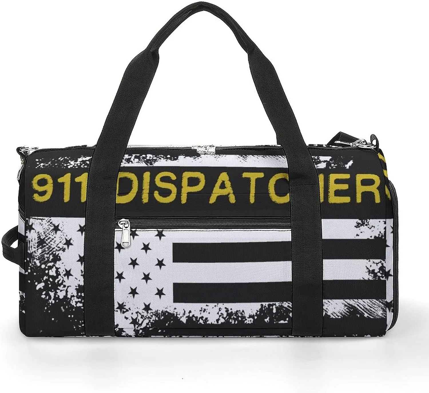 911 Dispatcher Thin Gold Line Flag Printed Gym Bag Sports Travel Duffel Bag Funny Gymbag with Shoe Compartments