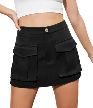 Angerella Skirts for Women Denim Mini Cargo Skirt Mid Rise Button Up Bodycon Y2k Trendy Summer Casual Jean Skirt