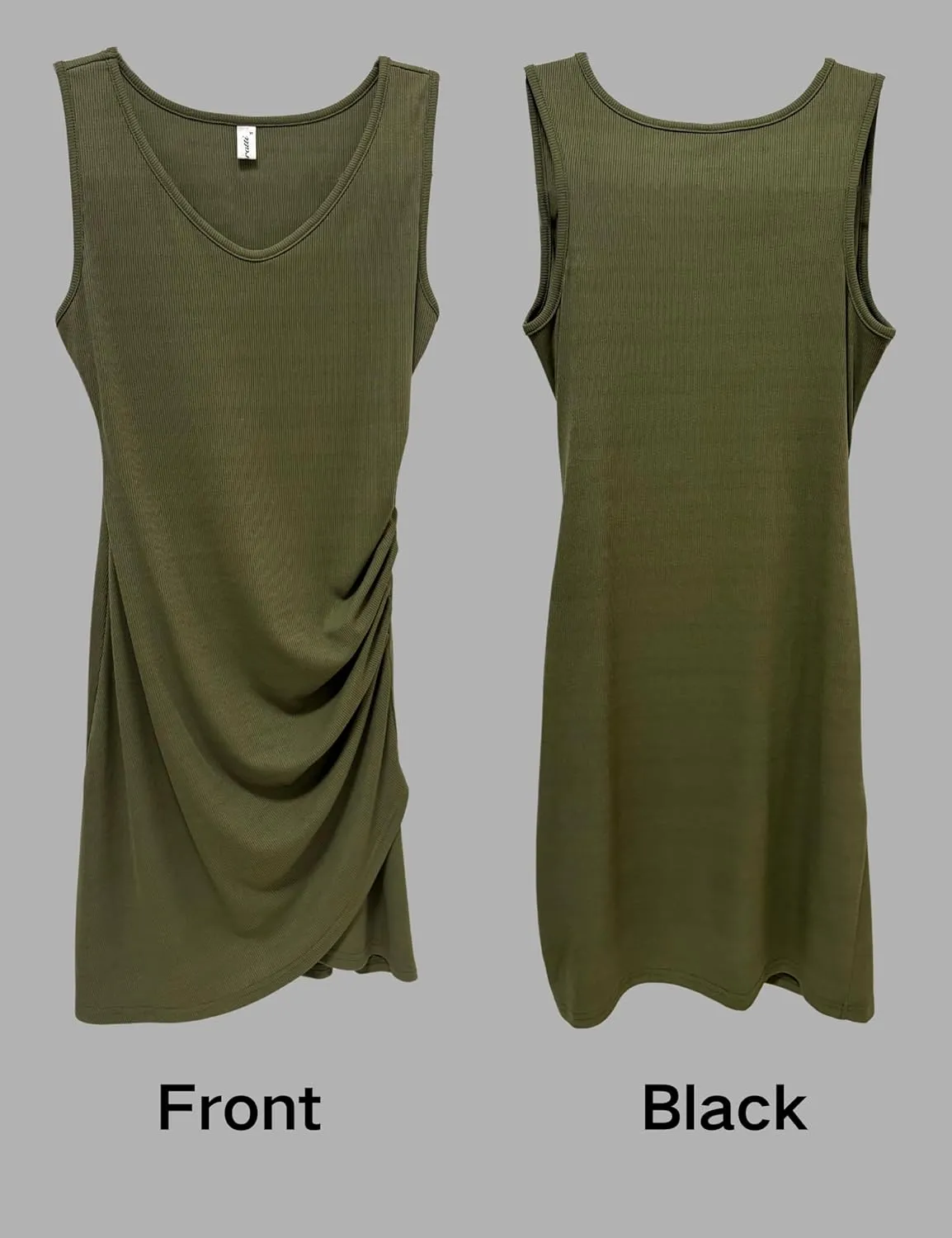 Aphratti Women's Cute Casual Summer Ribbed Tank Dresses Short V Neck Bodycon Sleeveless Mini Dress