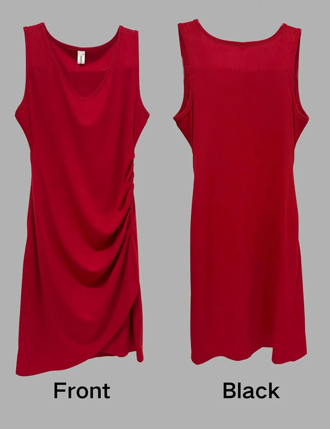 Aphratti Women's Cute Casual Summer Ribbed Tank Dresses Short V Neck Bodycon Sleeveless Mini Dress