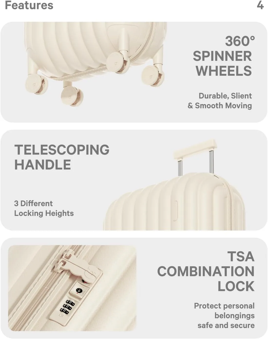 artrips Hardside Lightweight Suitcase Luggage with Spinner Wheels & TSA Lock Luggages Set
