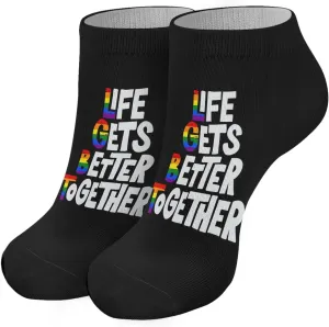 Athletic Socks Women Low Cut Socks Girl No Show Ankle Sock Funny Life gets better together Socks