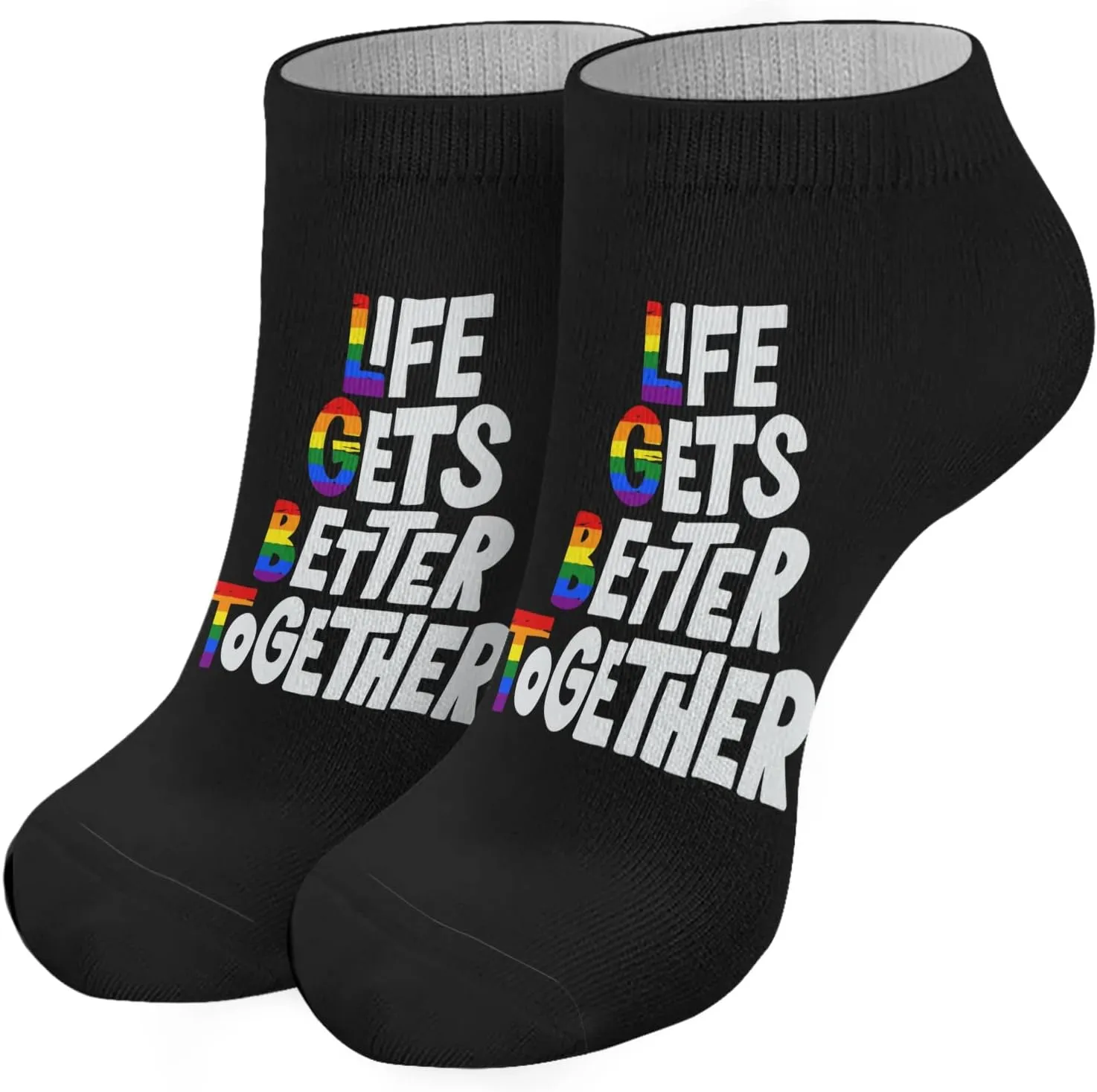 Athletic Socks Women Low Cut Socks Girl No Show Ankle Sock Funny Life gets better together Socks