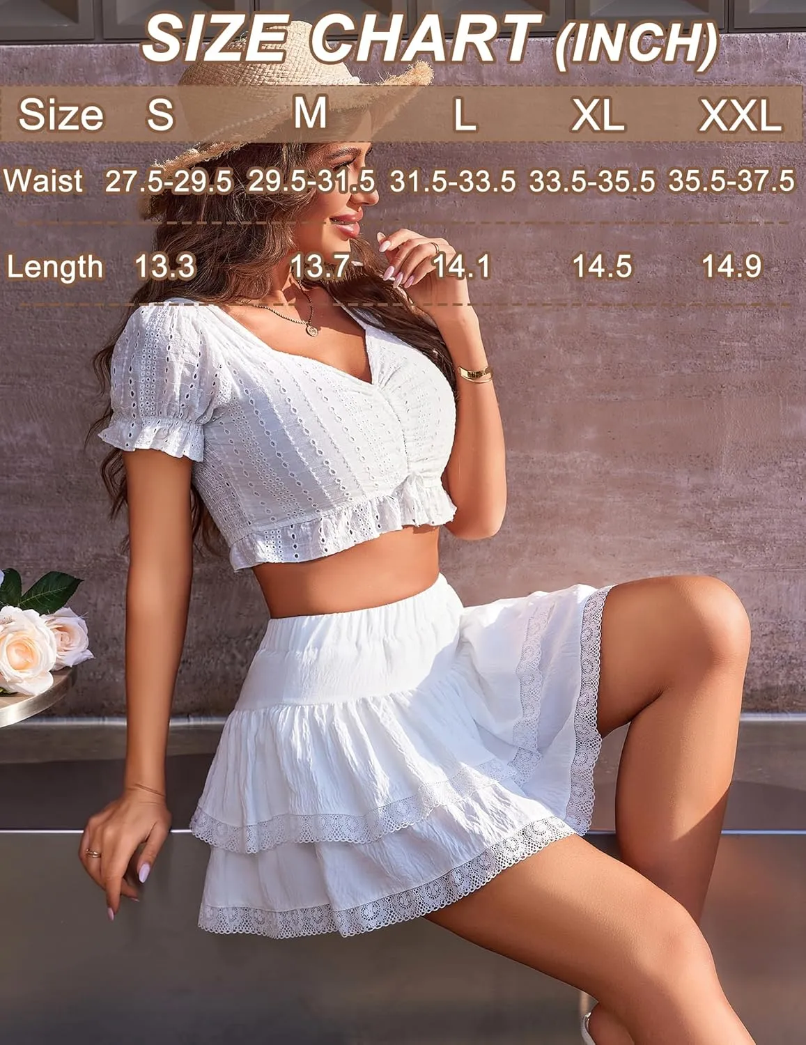Avidlove Women's Mini Skirt Basic High Waisted Tiered Ruffles Short Lace Hem Cute Lingerie Skirts S-XXL