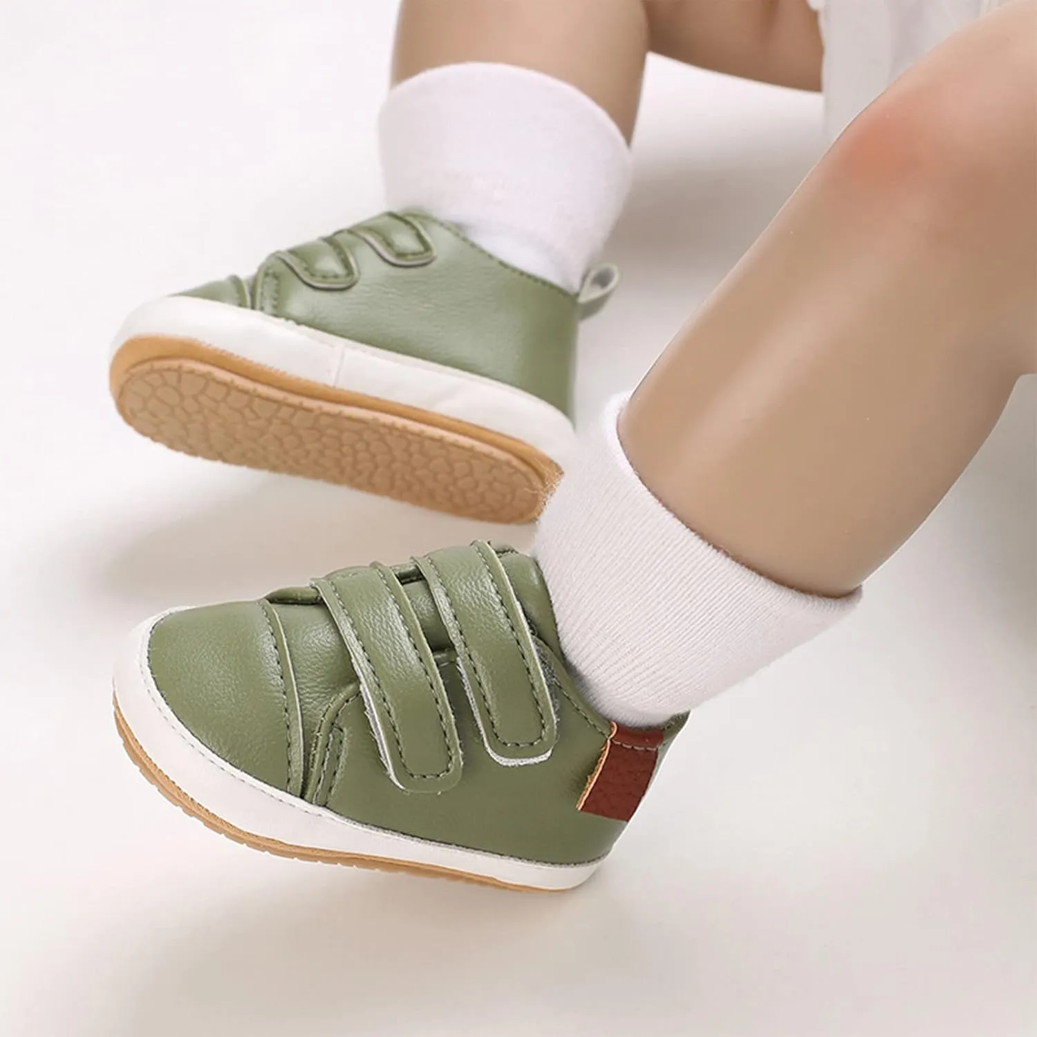 Baby Boys Girls PU Leather Sneakers Non-Slip Rubber Sole Shoes Newborn Infant Toddler First Walking Loafers Flat𝘀