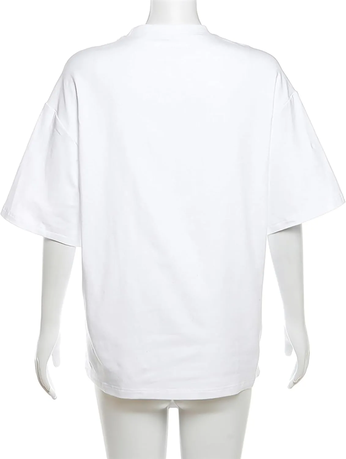 BAIMORE Women's Y2k Crew Neck Letters Print Tunic Oversized Short Sleeve T Shirt