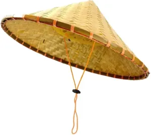 Bamboo Hat Handmade Weave Retro Style Rice Sunshade Hat for Women and Men Yellow
