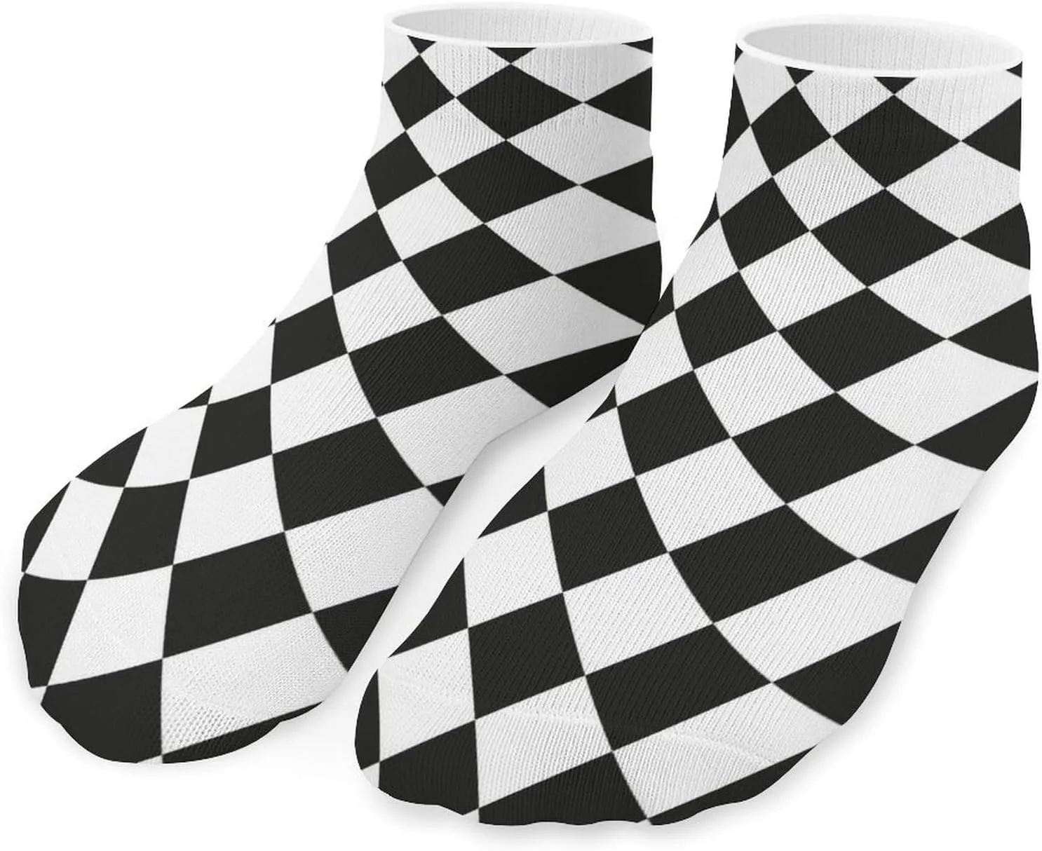 Black White Plaids Unisex Low Cut Socks No Show Athletic Running Ankle Sock
