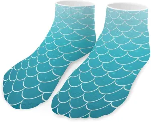 Blue Mermaid Scalsl Unisex Low Cut Socks No Show Athletic Running Ankle Sock