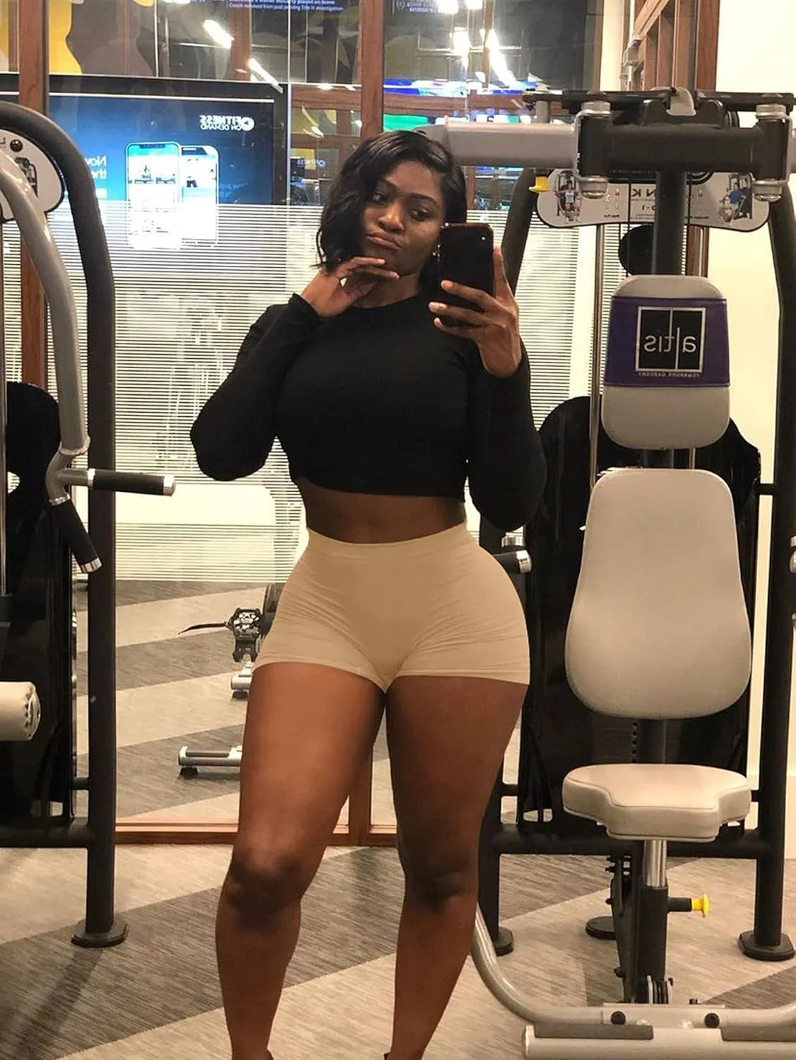 BORIFLORS Women's Sexy Workout Gym Biker Elastic Waist Booty Shorts