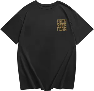 Boys Faith Over Fear Shirt Christian Jesus T Shirts for Kids Religious Inspirational Bible Verse Graphic Tees Tops