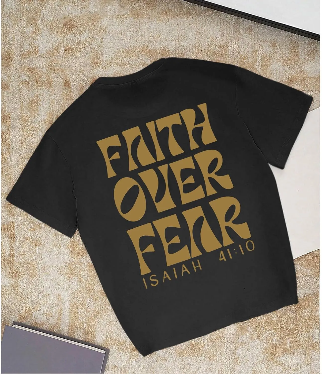 Boys Faith Over Fear Shirt Christian Jesus T Shirts for Kids Religious Inspirational Bible Verse Graphic Tees Tops