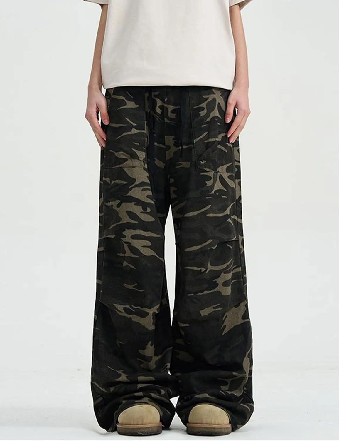 Camo Cargo Pants Y2k Men Baggy Camouflage Pants Oversized Joggers Trousers Hip Hop Sweatpants with Pockets
