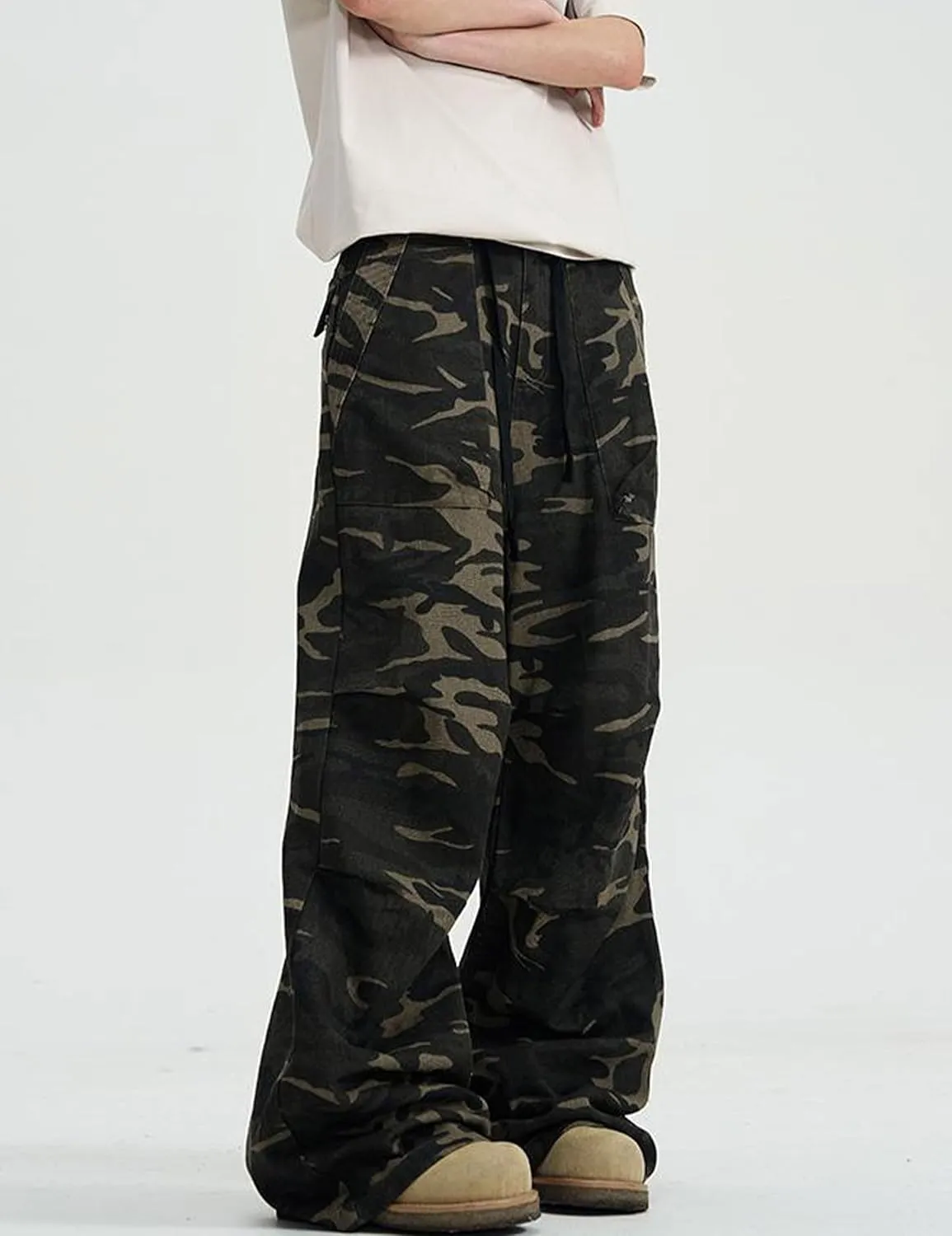 Camo Cargo Pants Y2k Men Baggy Camouflage Pants Oversized Joggers Trousers Hip Hop Sweatpants with Pockets