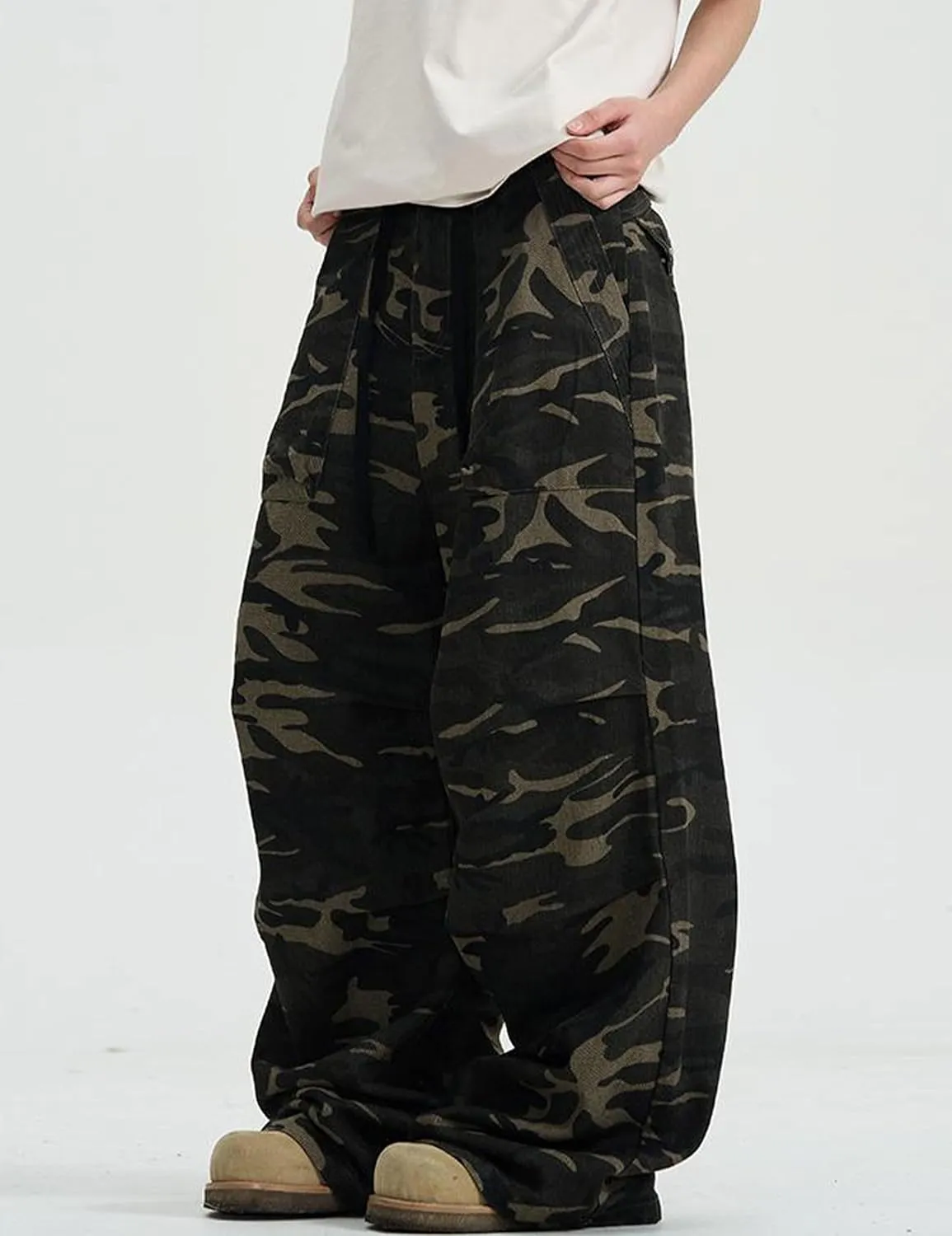 Camo Cargo Pants Y2k Men Baggy Camouflage Pants Oversized Joggers Trousers Hip Hop Sweatpants with Pockets