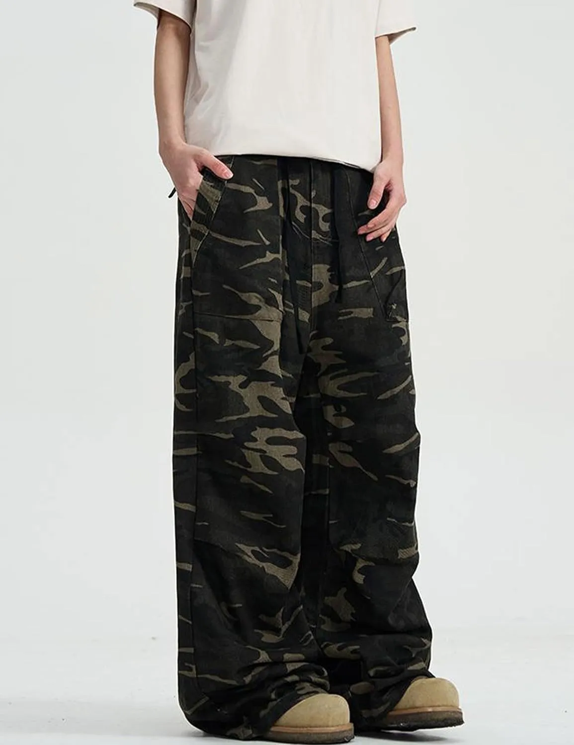 Camo Cargo Pants Y2k Men Baggy Camouflage Pants Oversized Joggers Trousers Hip Hop Sweatpants with Pockets