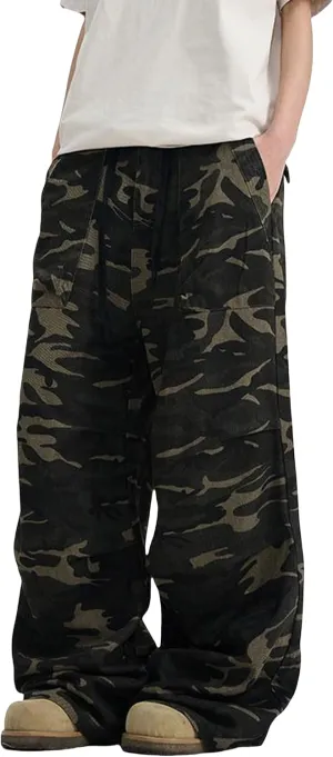Camo Cargo Pants Y2k Men Baggy Camouflage Pants Oversized Joggers Trousers Hip Hop Sweatpants with Pockets