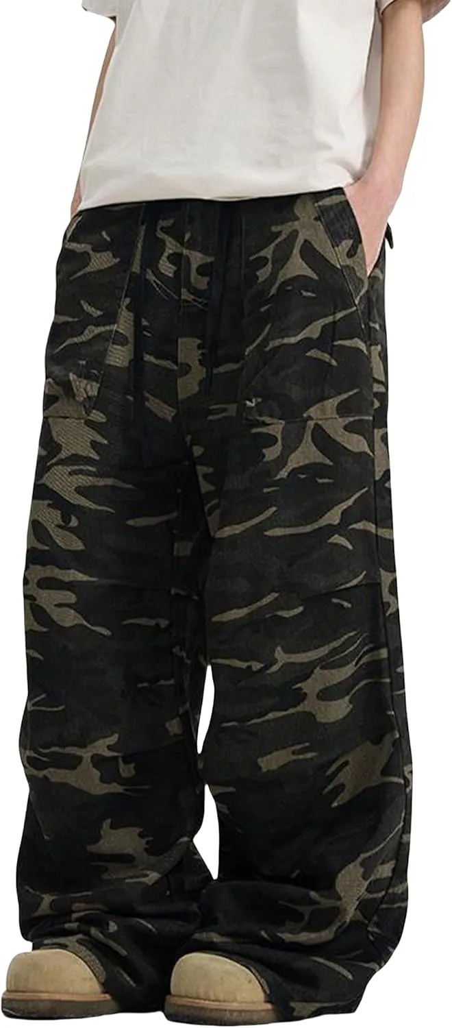 Camo Cargo Pants Y2k Men Baggy Camouflage Pants Oversized Joggers Trousers Hip Hop Sweatpants with Pockets