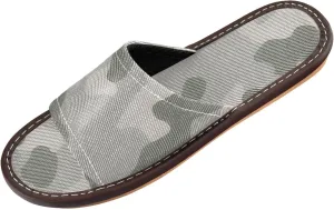 Camo Foldable Sandals - Lightweight Packable Shoes for Travel | Quick-Dry Mesh & PVC Waterproof Sole | Airplane Slippers with Storage Pouch (Grey Camouflage)