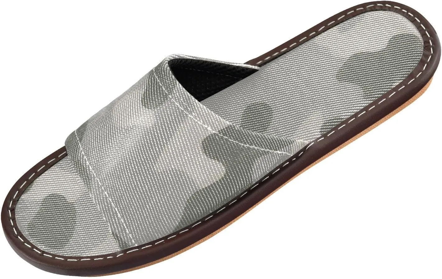 Camo Foldable Sandals - Lightweight Packable Shoes for Travel | Quick-Dry Mesh & PVC Waterproof Sole | Airplane Slippers with Storage Pouch (Grey Camouflage)