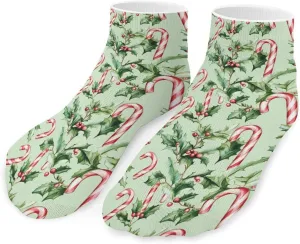 Candy Cane Christmas Pattern Unisex Ankle Socks Low Cut Funny Print Athletic No Show Stocking