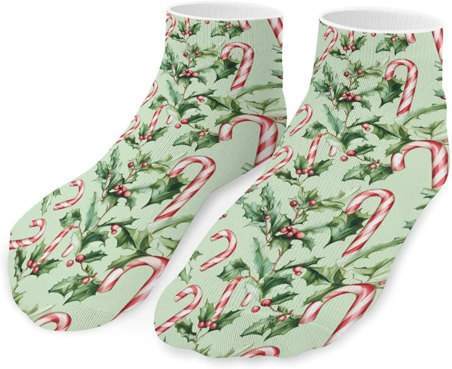 Candy Cane Christmas Pattern Unisex Ankle Socks Low Cut Funny Print Athletic No Show Stocking