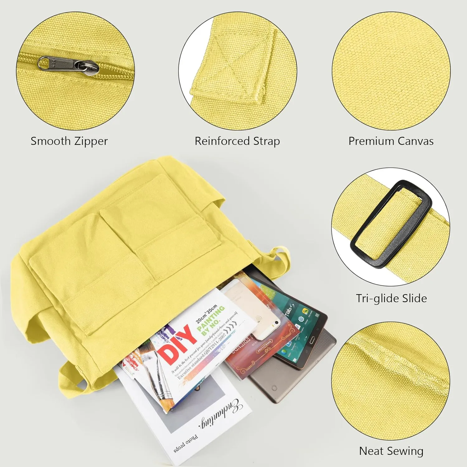 Canvas Messenger Bag Large Hobo Crossbody Bags with Multiple Pockets,School Vintage Shoulder Laptop Bag for Women and Men