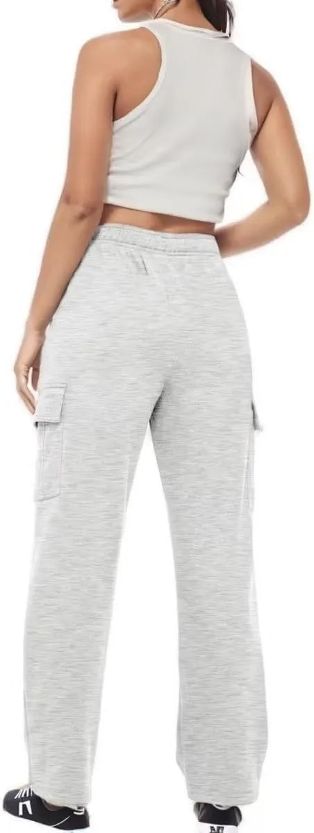 Cargo Pants Women Comfy Wide Leg Sweats Pants Dressy High Waisted Joggers Pants Running Lounge Trousers with Pockets